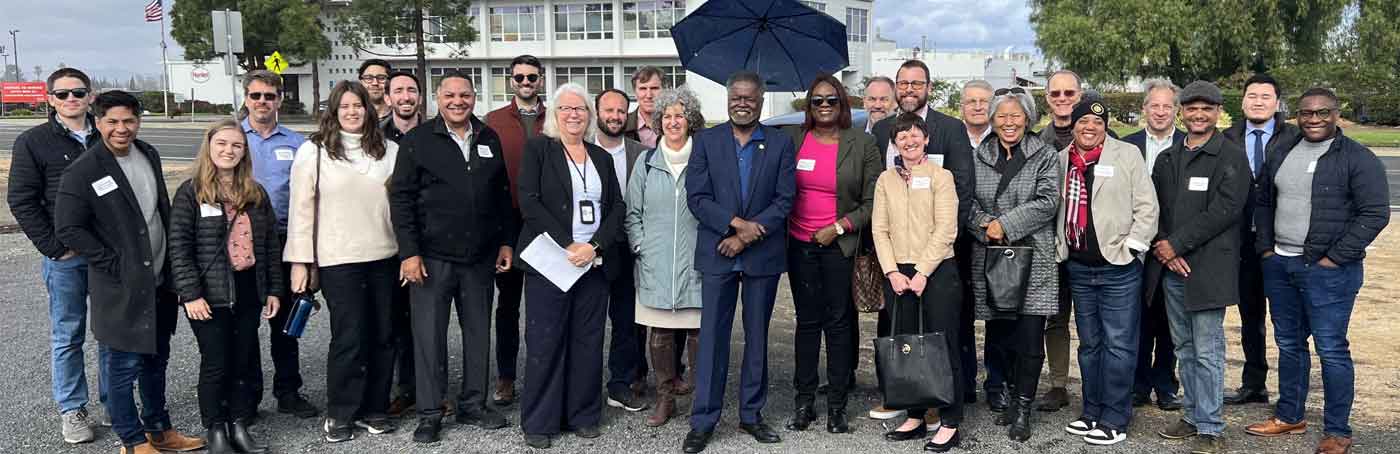 A group photo of economic development contributers touring the Northern Waterfront in Contra Costa County, CA.
