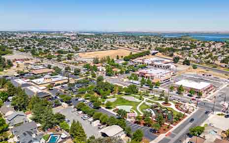 aerial view of downtown oakley, ca