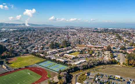 aerial view of san pablo, ca neighborhood